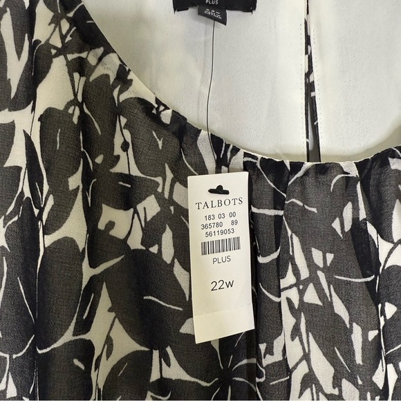 Talbots Plus Black White Floral Sleeveless Midi Dress 22W NWT - Picture 5 of 7